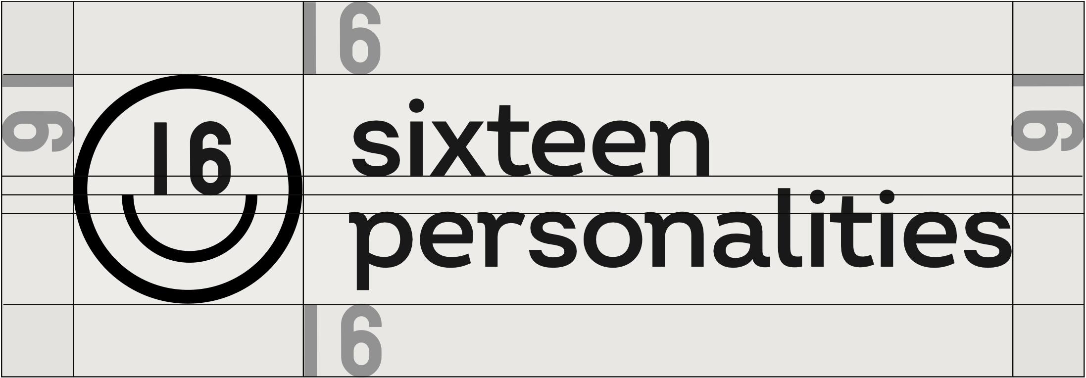 Sixteen Personalities wordmark and symbol construction